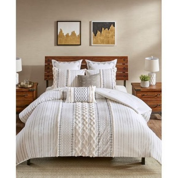 INK+IVY Imani Cotton Printed Comforter Set with Chenille - Picture 2 of 10